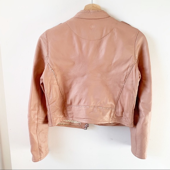 MAJE pink Moto leather jacket - Picture 14 of 14